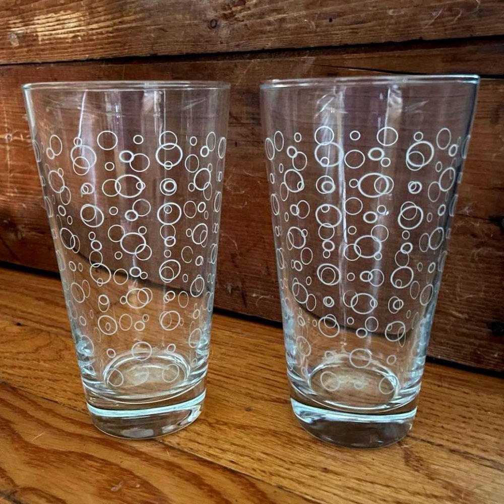 Bubble Glasses, Vintage Pair of 12 oz
